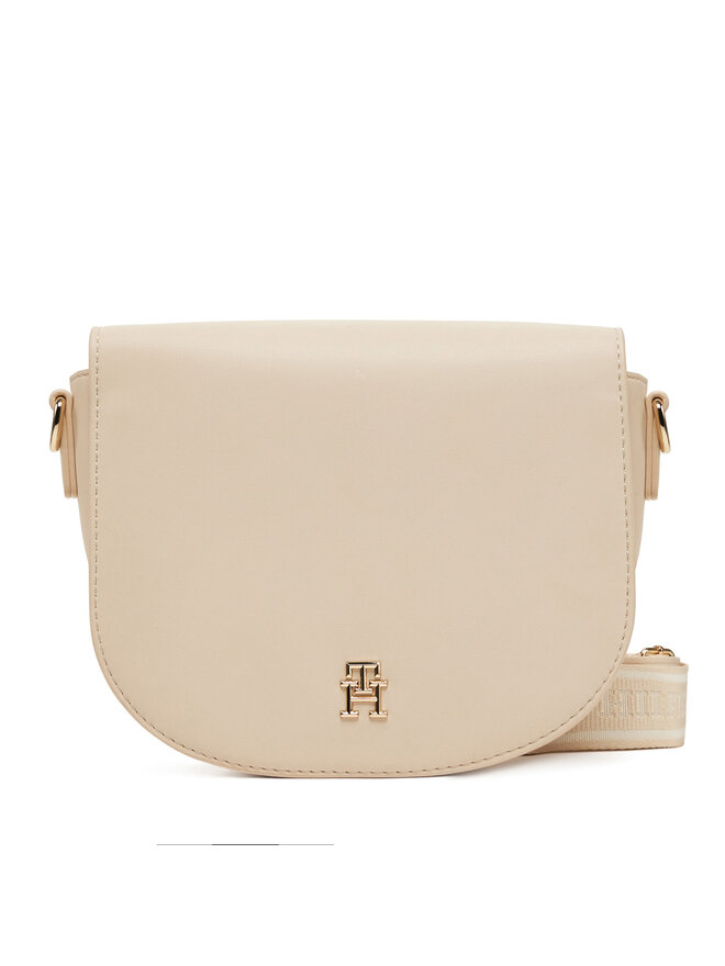 Tommy Hilfiger Kabelka Tommy Hilfiger Th Logotape Saddle Bag AW0AW17184 Écru