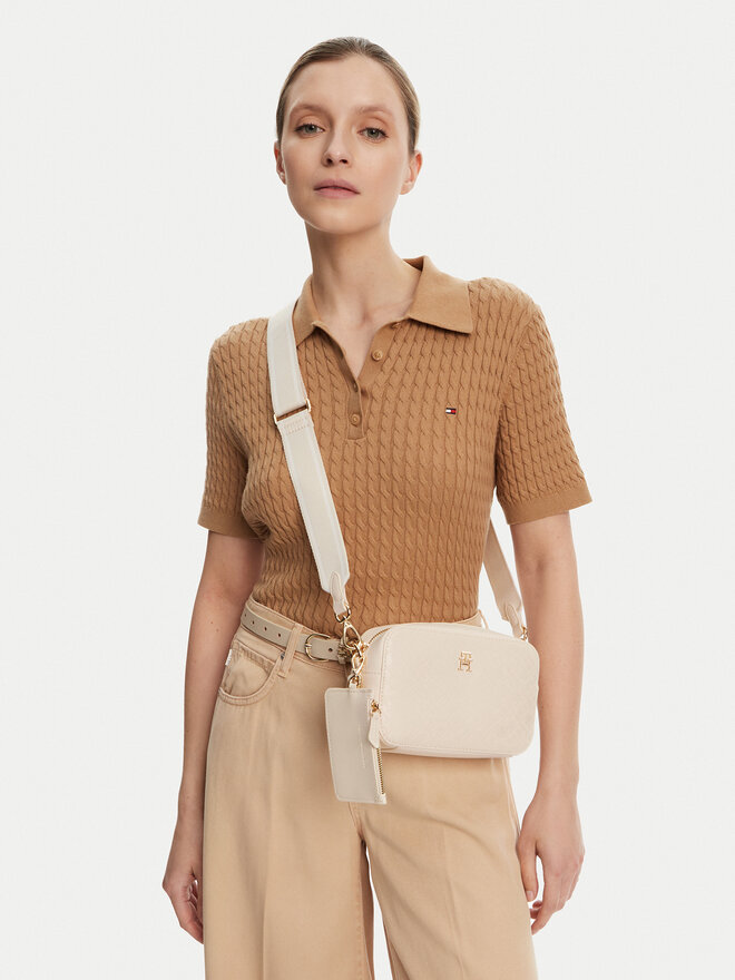 Tommy Hilfiger Handtasche Tommy Hilfiger Th Distinct Camera Bag Mono AW0AW17221 Beige