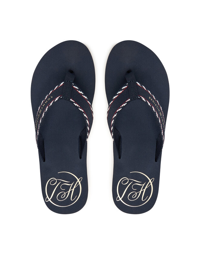 Tommy Hilfiger Zehentrenner Tommy Hilfiger Webbing Beach Sandal FW0FW09038 Dunkelblau