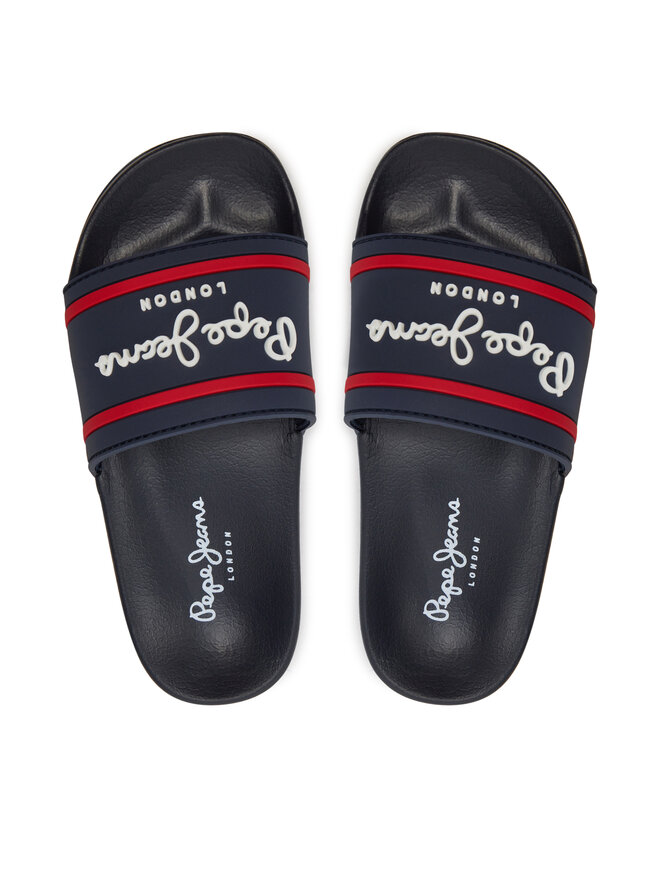 Pepe Jeans Natikači Pepe Jeans Slider Logo B PBS70054 Mornarsko modra
