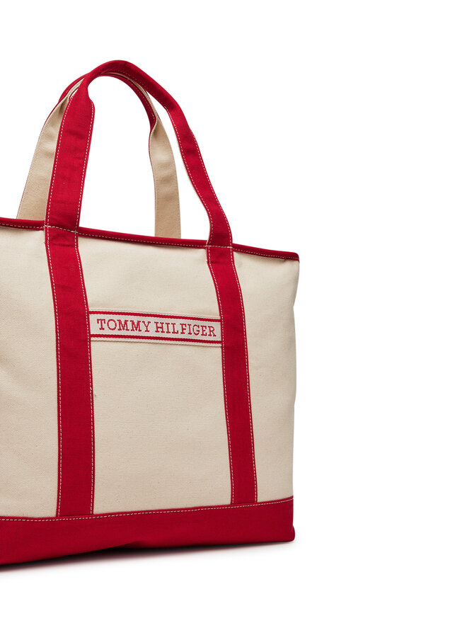 Tommy Hilfiger Τσάντα Tommy Hilfiger Th Summer Canvas Tote AW0AW17421 Μπεζ