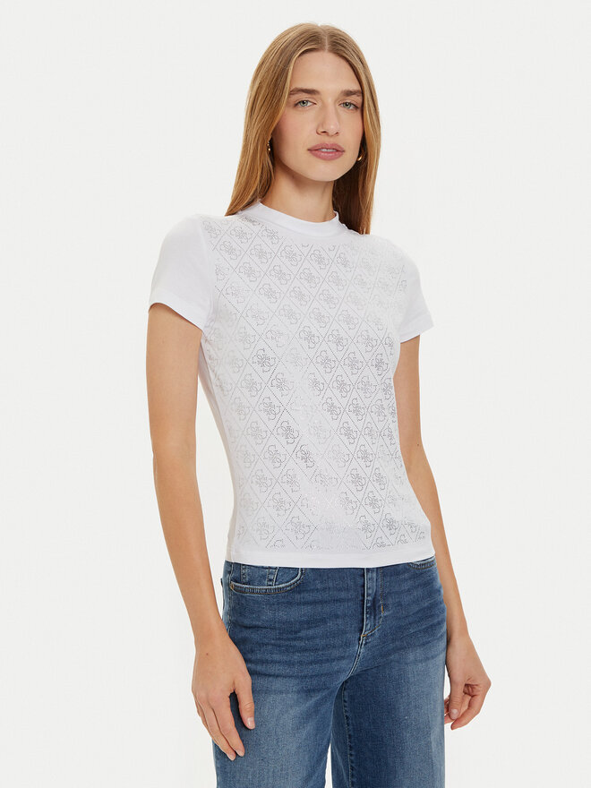 Guess Guess Marškinėliai W4BI26 J1314 Balta Slim Fit