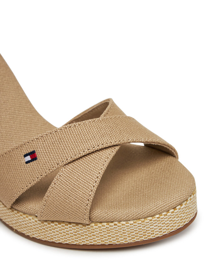 Tommy Hilfiger Sandały Tommy Hilfiger Flag High Wedge Espad Crisscross FW0FW08661 Beżowy