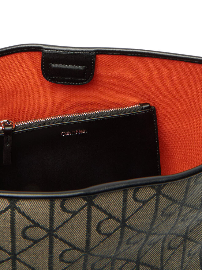 Calvin Klein Handtasche Calvin Klein Emblem Aop Jacquard Tote W/Pouch LV04F3535G Khakifarben