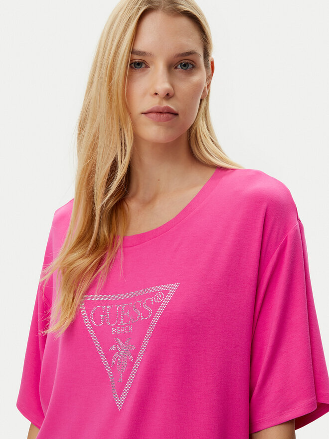 Guess Guess Marškinėliai E4GI00 K68D2 Rožinė Regular Fit
