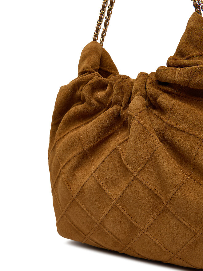 Tory Burch Handtasche Tory Burch Fleming Suede Mini Hobo Bag 166066 Braun