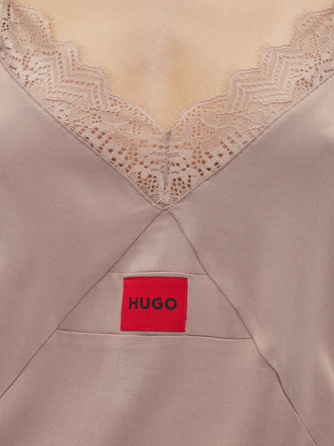 HUGO HUGO Μπλούζα πιτζάμας Red Label Lace_Cami 50531653 Καφέ Regular Fit