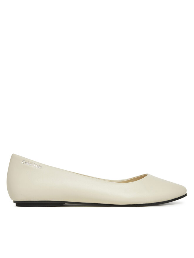 Calvin Klein Baleriny Calvin Klein Flat Mary Jane - Lth HW0HW02341 Écru