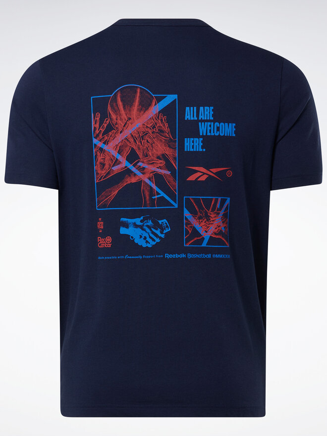 Reebok Reebok Marškinėliai Reebok Basketball Court Top T-Shirt HM6239 Mėlyna Relaxed Fit