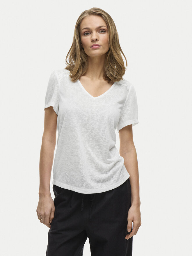 Vila Vila Camiseta Amer 14093441 Blanco Regular Fit
