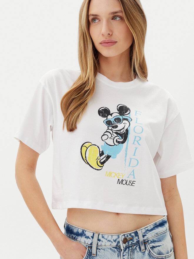 ONLY ONLY Camiseta Mickey Minnie 15348126 Blanco Regular Fit