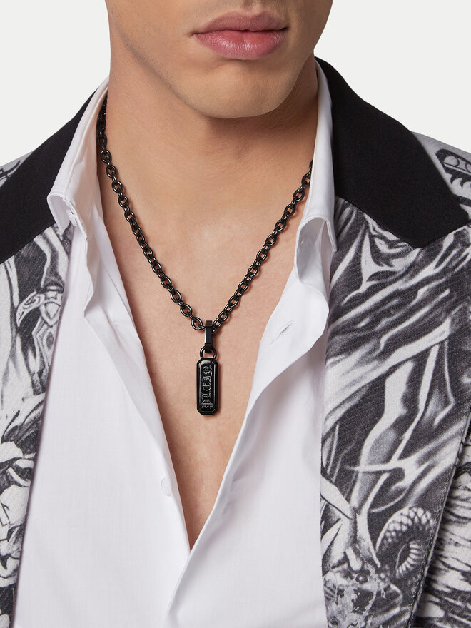 PHILIPP PLEIN Naszyjnik PHILIPP PLEIN Gothic Tag PJTEA09NU Srebrny