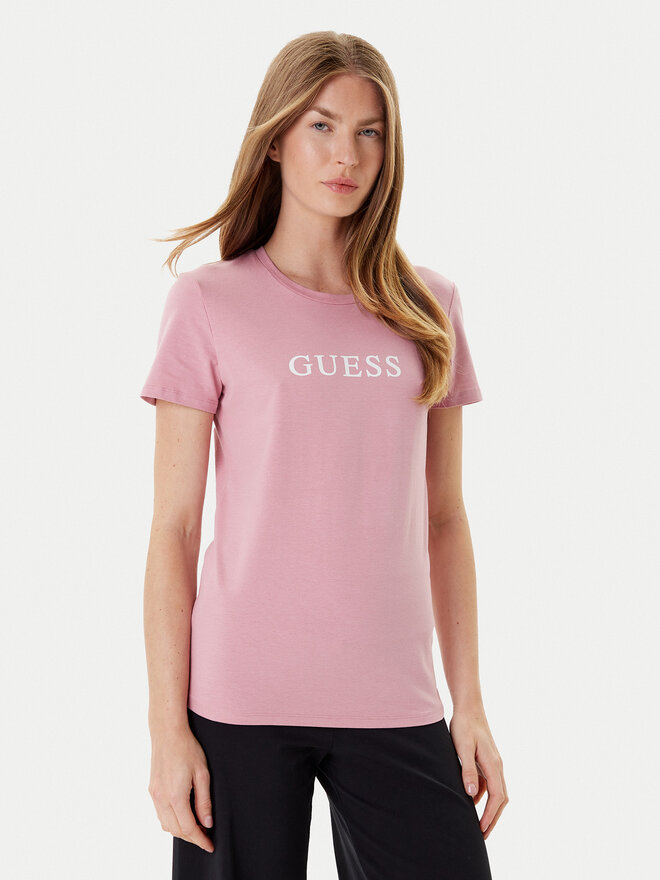 Guess Guess Marškinėliai O5RI01 KBBU1 Rožinė Regular Fit