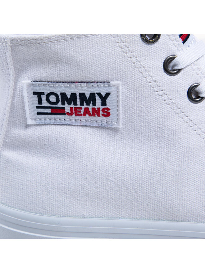 Tommy Jeans Sneakers aus Stoff Tommy Jeans Mit Cut Long Lace Up Vulc EM0EM00662 Weiß