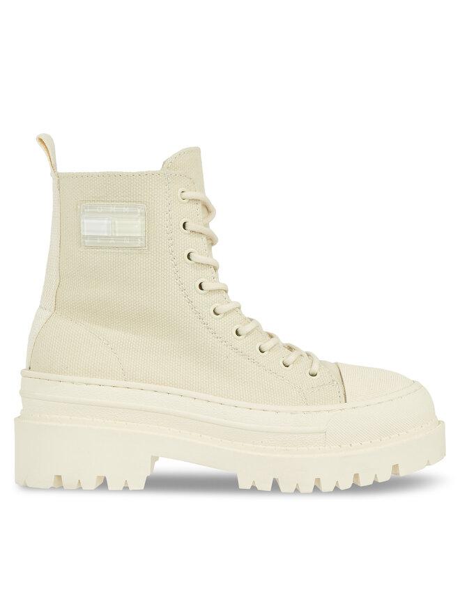Tommy Hilfiger Polokozačky Tommy Hilfiger Tjw Foxing Canvas Boot EN0EN02216 Béžová