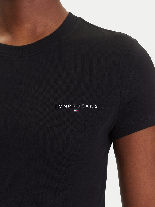 Tommy Jeans Tommy Jeans Marškinėliai Linear DW0DW21164 Juoda Slim Fit