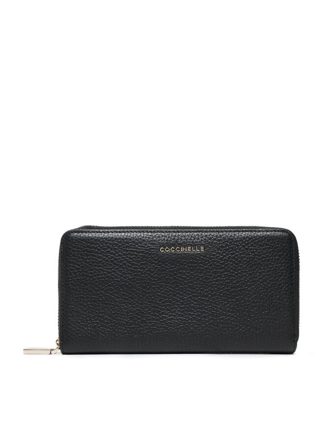 Coccinelle Cartera grande para mujer Coccinelle MW5 Metallic Soft E2 MW5 11 04 01 Negro
