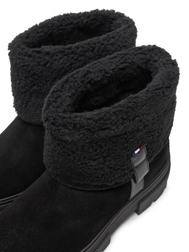 Tommy Hilfiger Μποτάκια Tommy Hilfiger Faux Fur Suede Roll-Down Boot FW0FW08158 Μαύρο