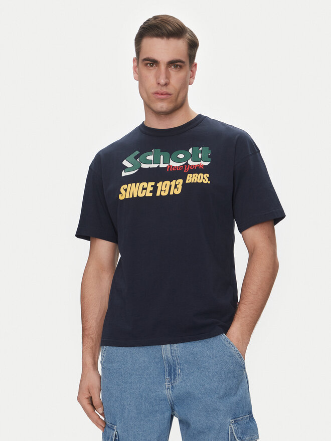 SCHOTT N.Y.C. SCHOTT N.Y.C. Majica TSTRAVIS Mornarsko modra Regular Fit