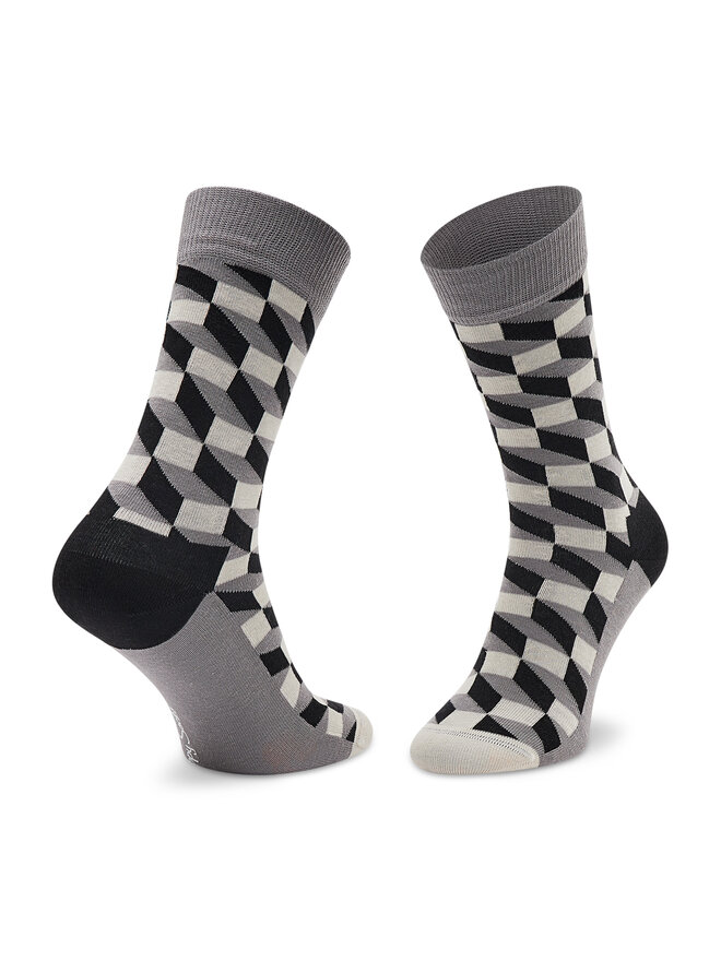 Happy Socks Set di 4 paia di calzini lunghi unisex Happy Socks XCBW09-9150 Nero