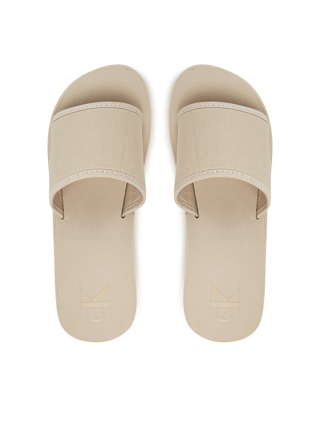 Calvin Klein Jeans Pantoletten Calvin Klein Jeans Beach Wedge Slide Canvas YW0YW01725 Beige