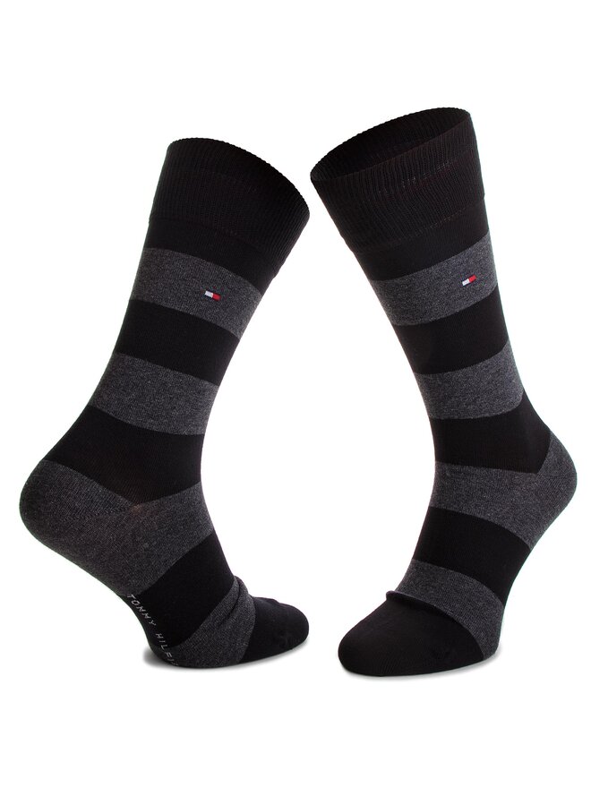 Tommy Hilfiger Sada 2 párů vysokých ponožek unisex Tommy Hilfiger 342021001 Černá