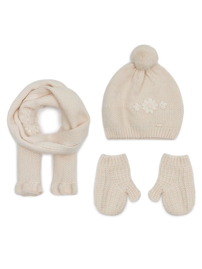 Mayoral Conjunto: gorro, bufanda y guantes Mayoral 10.535 Écru
