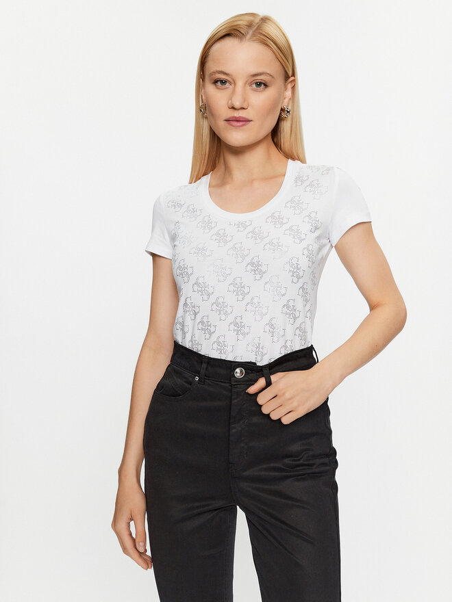 Guess Guess Marškinėliai W3BI53 J1314 Balta Slim Fit