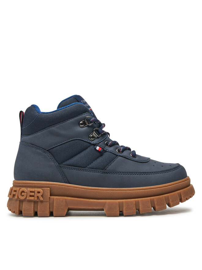 Tommy Hilfiger Ghete Tommy Hilfiger Lace-Up Bootie T3X5-33707-1492 S Bleumarin
