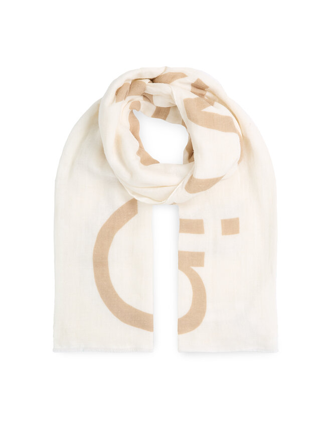 Calvin Klein Chal Calvin Klein Bold Logo Cotton Hemp Scarf K60K612975 Écru