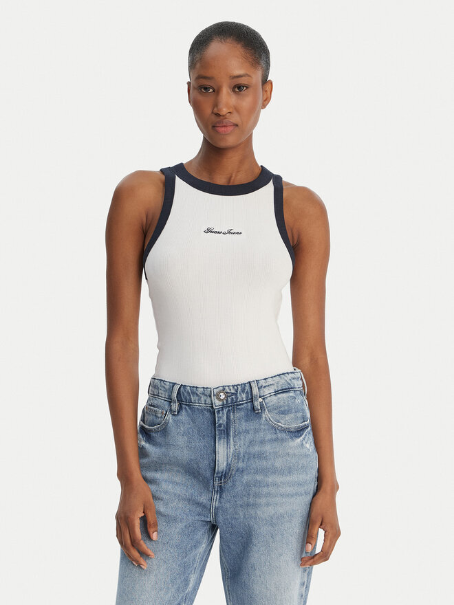 Guess Jeans Guess Jeans Топ W6GPZ8 KF641 Білий Slim Fit