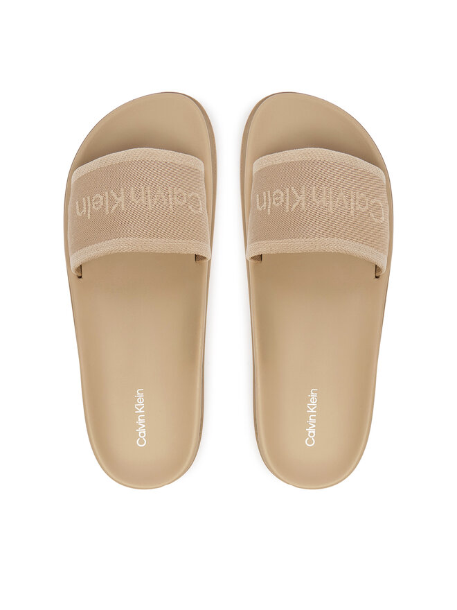 Calvin Klein Pantoletten Calvin Klein City Sandal Mule Webbing HW0HW02887 Beige