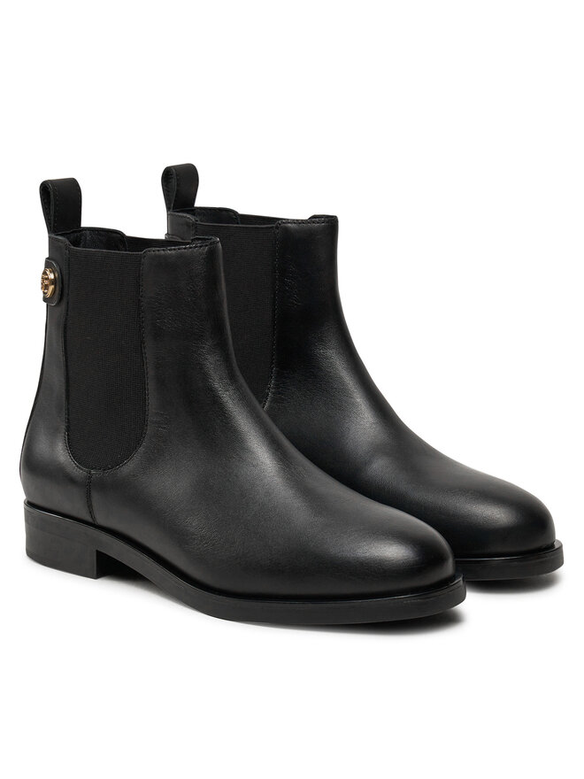 Tommy Hilfiger Μποτάκια με λάστιχο Tommy Hilfiger Th Stud Leather Low Chelsea FW0FW08184 Μαύρο