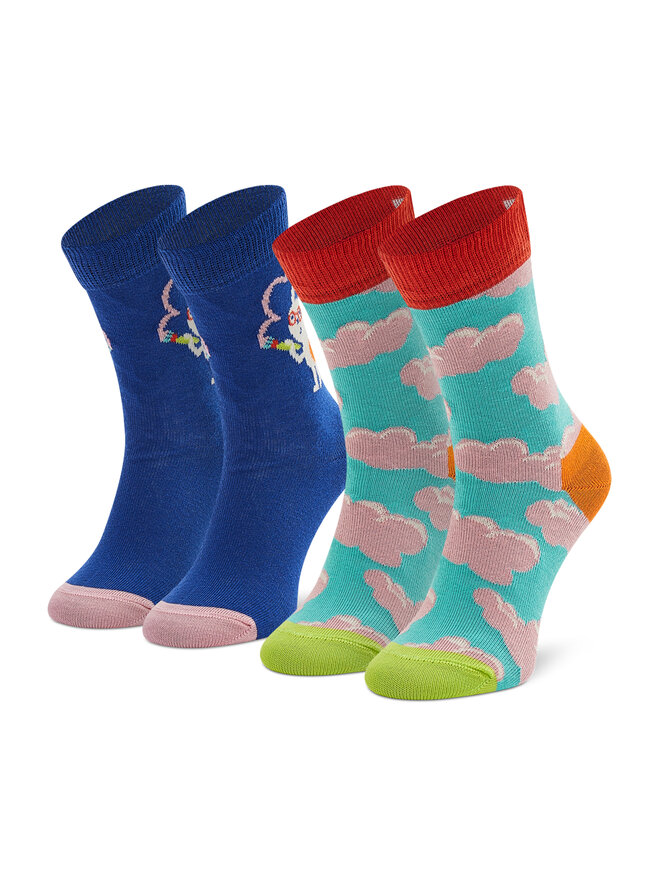 Happy Socks Set di 2 paia di calzini lunghi da bambini Happy Socks KCLO02-6300 Multicolore