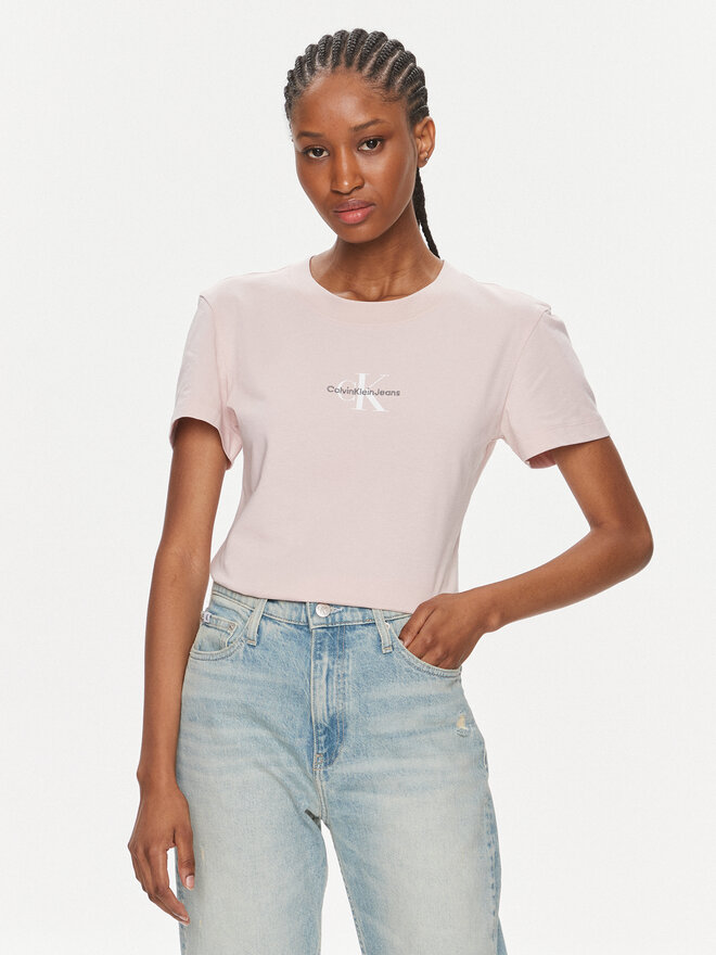 Calvin Klein Jeans Calvin Klein Jeans Póló Monologo Slim Tee J20J222564 Rózsaszín Slim Fit