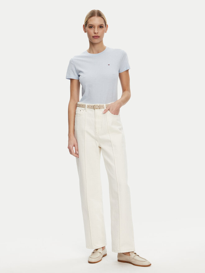 Tommy Hilfiger Tommy Hilfiger Majica Slub WW0WW44433 Svetlo modra Slim Fit