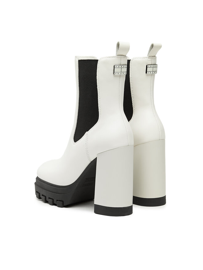 Tommy Jeans Botki Tommy Jeans Tjw High Heel Chelsea EN0EN02306 Biały
