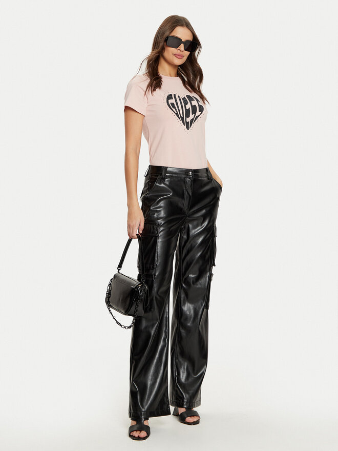 Guess Guess Marškinėliai V5RI08 J1314 Rožinė Slim Fit