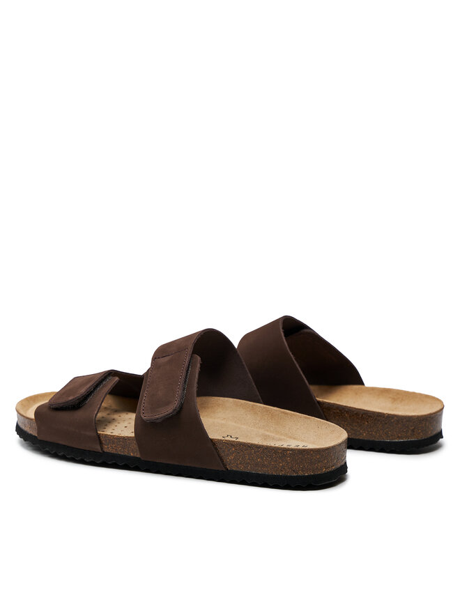 Geox Uomo Sandalo Ghita In Nabuk, Chiusura Slip On, Suola In Gomma Traspirante E Leggera, Colore Marrone