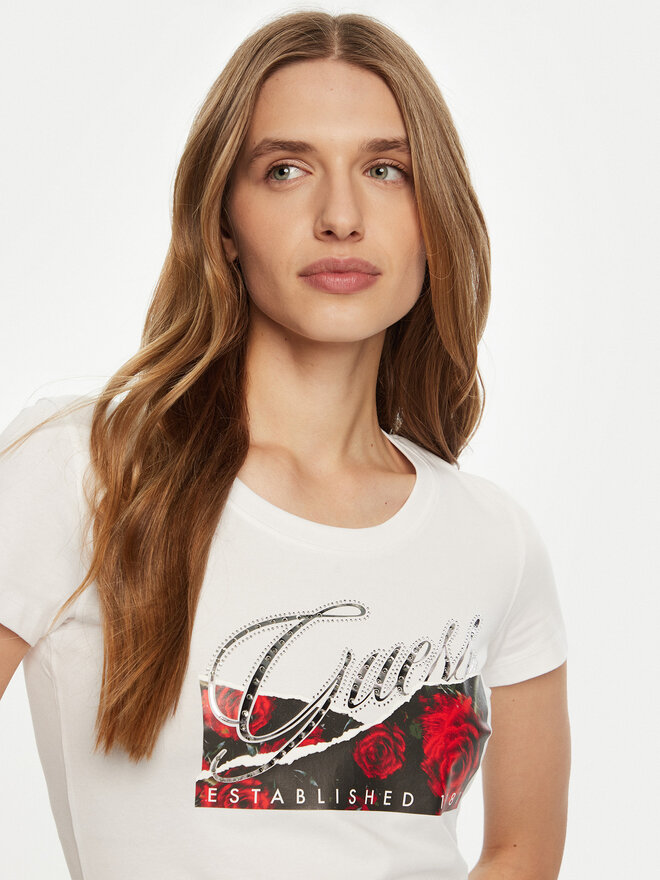 Guess Guess Marškinėliai W5RI03 J1314 Balta Regular Fit