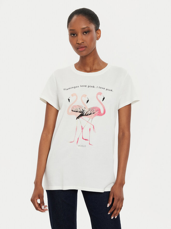 ViCOLO ViCOLO Camiseta RB0910 Écru Regular Fit