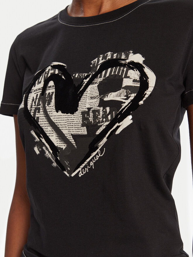 Desigual Desigual Camiseta Letter Core 25WWTK04 Negro Regular Fit