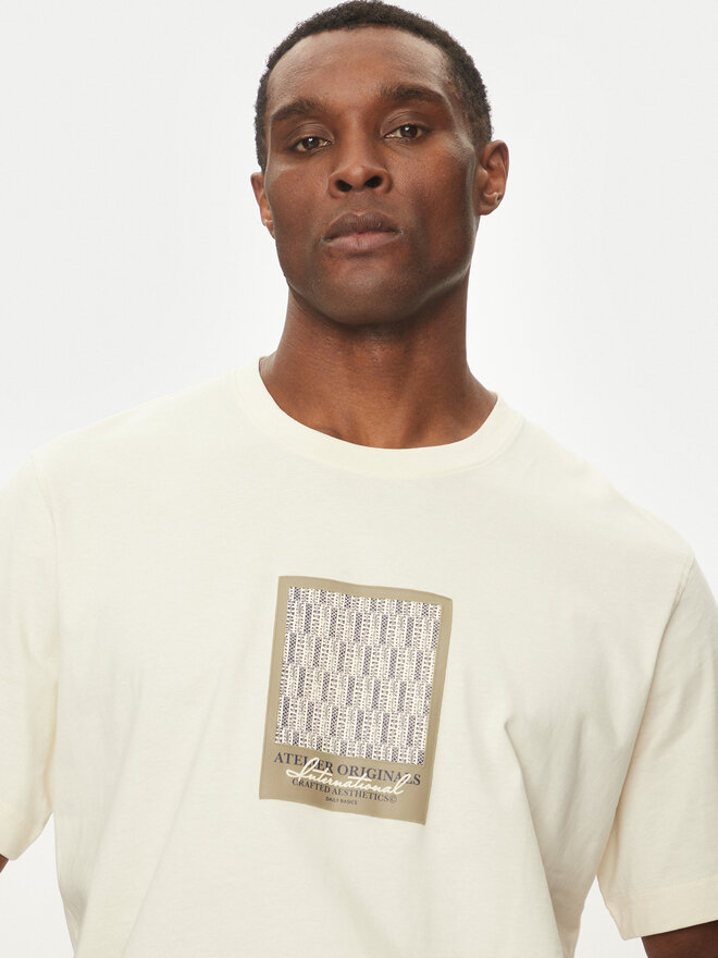 Jack&Jones Jack&Jones Marškinėliai Islington 12273019 Écru Loose Fit