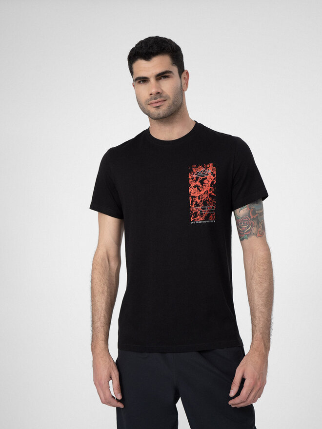 4F 4F Marškinėliai 4FSS23TTSHM487 Juoda Regular Fit