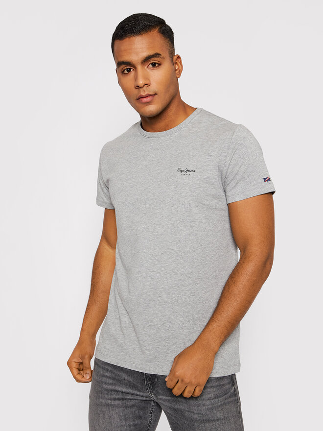 Pepe Jeans Pepe Jeans Marškinėliai Original Basic 3 N PM508212 Pilka Slim Fit