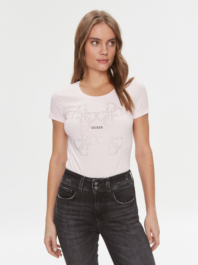 Guess Guess Póló W4RI35 J1314 Rózsaszín Slim Fit