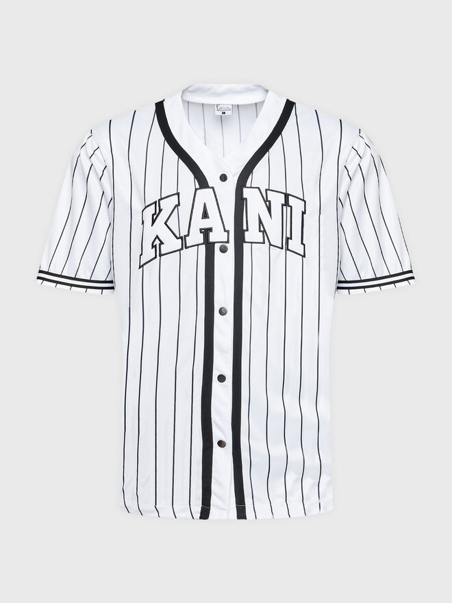 Karl Kani Karl Kani T-Shirt Serif Pinstripe Baseball 6033361 Λευκό Relaxed Fit