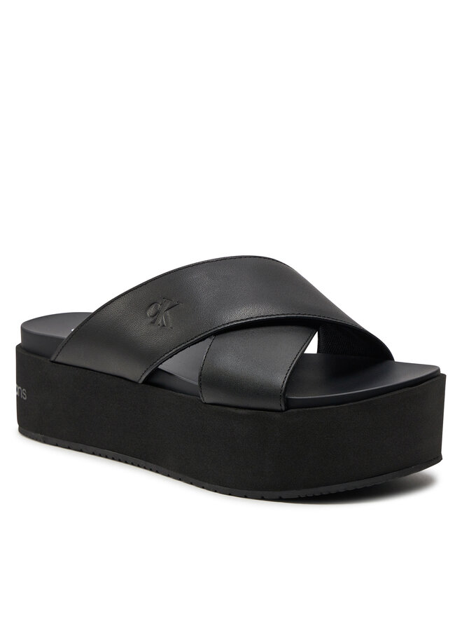 Calvin Klein Jeans Šľapky Calvin Klein Jeans Flatform Cross Mg Uc YW0YW01349 Čierna