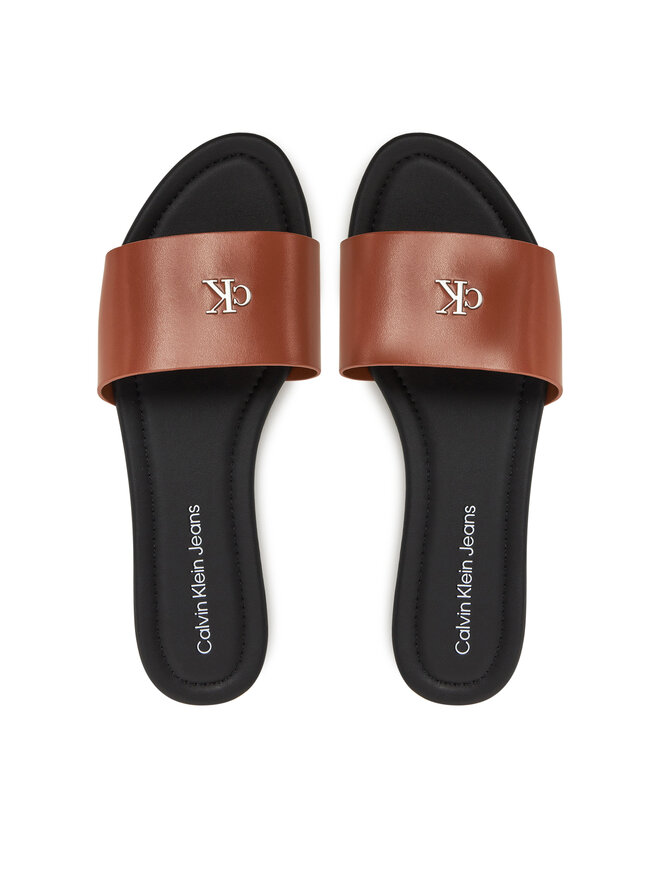 Calvin Klein Jeans Nazouváky Calvin Klein Jeans Flat Sandal Slide Mg YW0YW01697 Hnědá