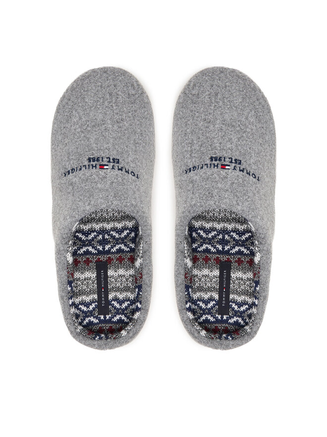 Tommy Hilfiger Hausschuhe Tommy Hilfiger Hilfiger Felt House Shoe FM0FM06017 Grau
